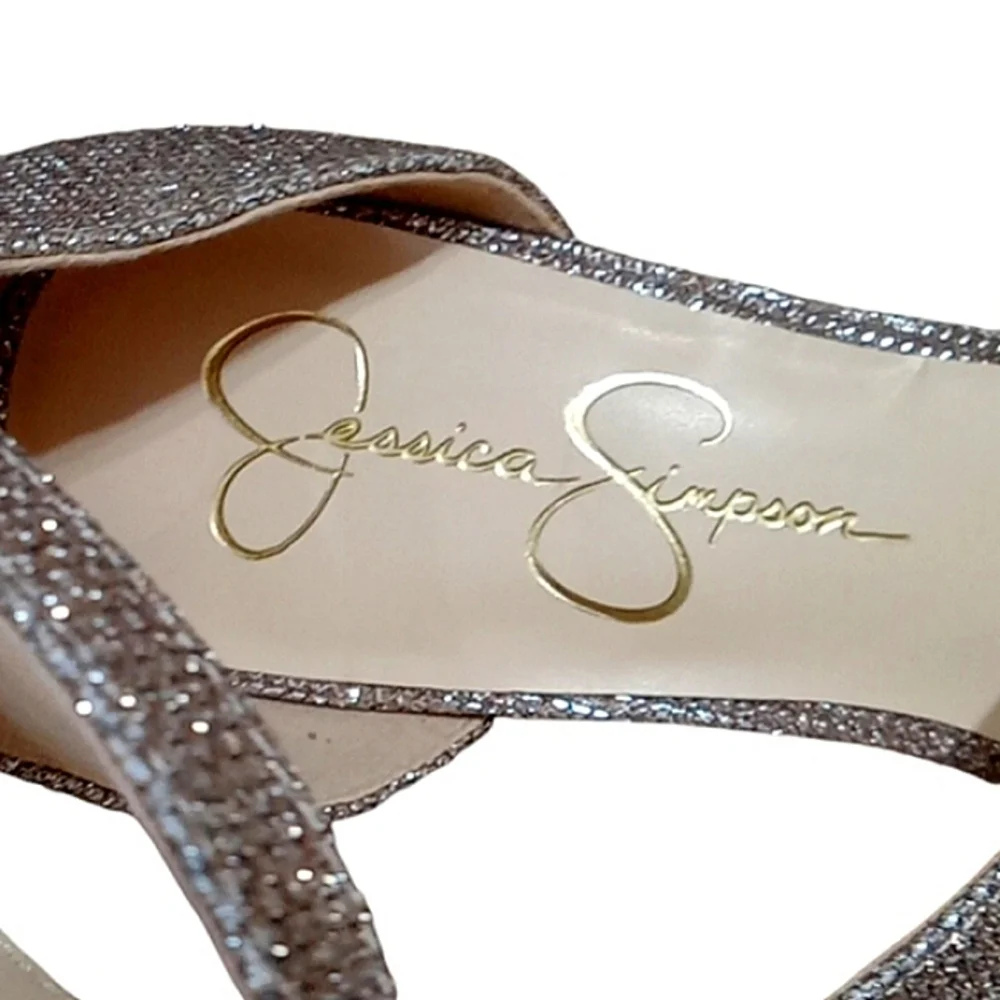 Jessica Simpson Jessimae Gold Glitter Mesh Heeled Sandals Size 8.5 NWOT